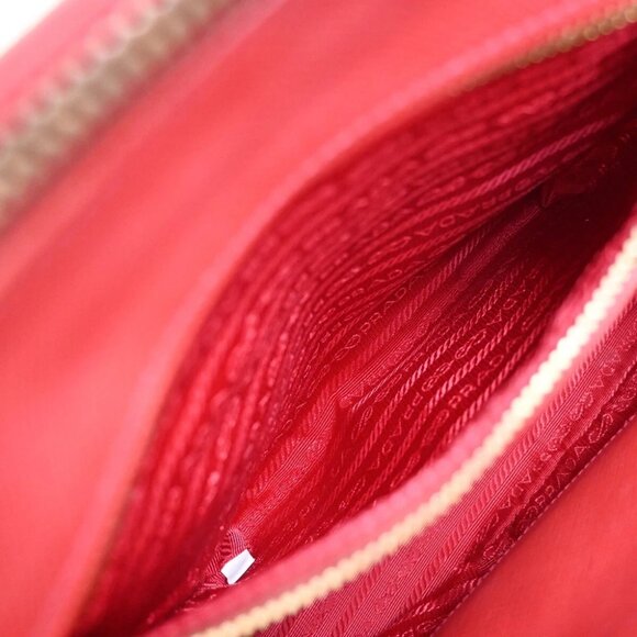 PRADA Logo Saffiano 2Way Shoulder Hand Bag Leather Red GHW - Picture 12 of 16